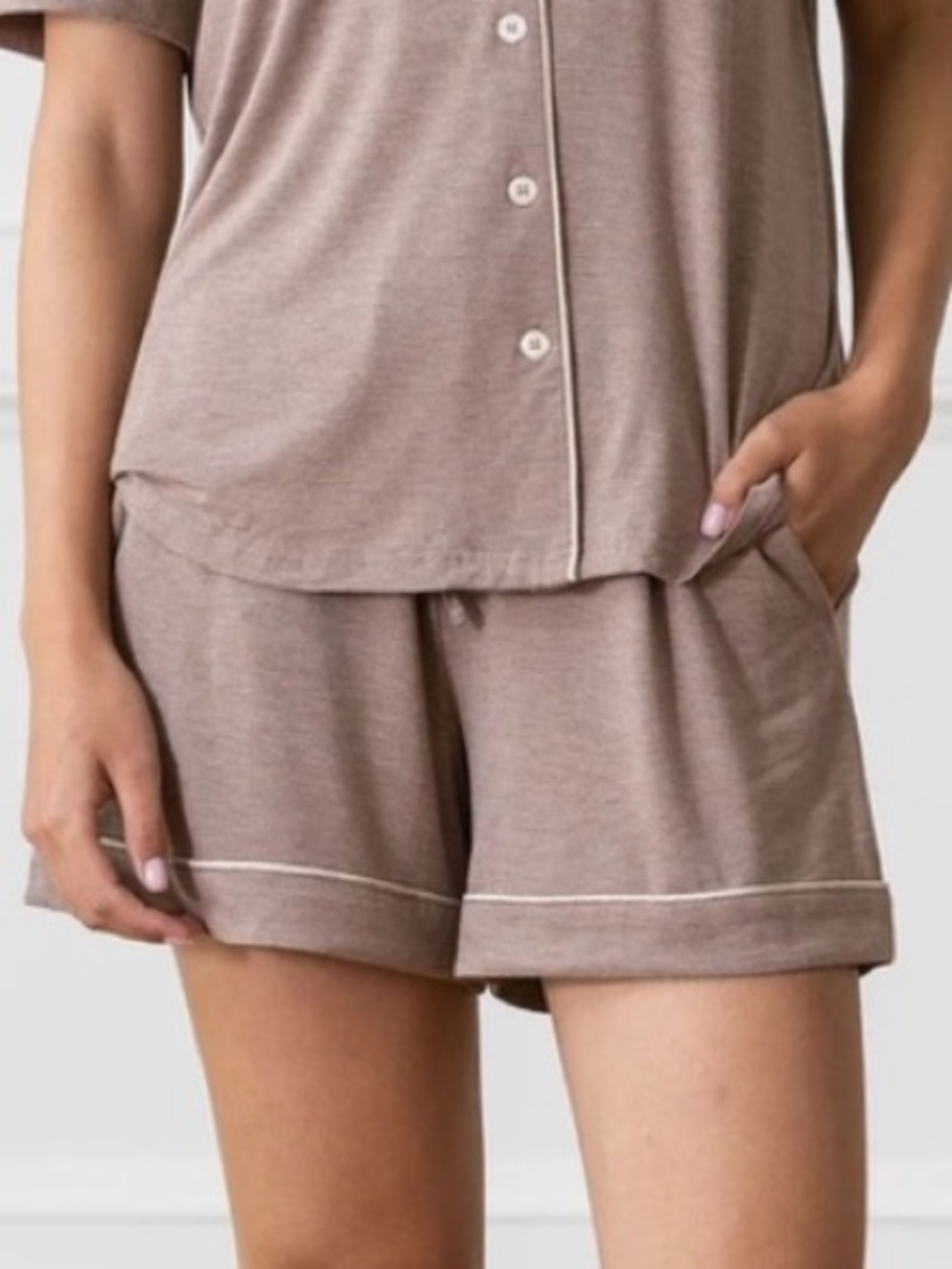 Cozy Earth Bamboo Stretch Knit Pajama Shorts Walnut Brown Extra Small